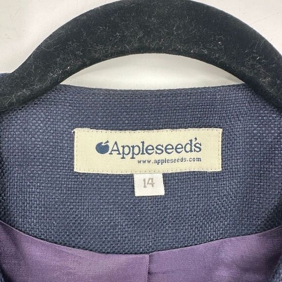 Appleseed’s Vintage Navy Blue Knit Rayon Jacket / Large 90s Gold Buttons Office - Picture 3 of 10